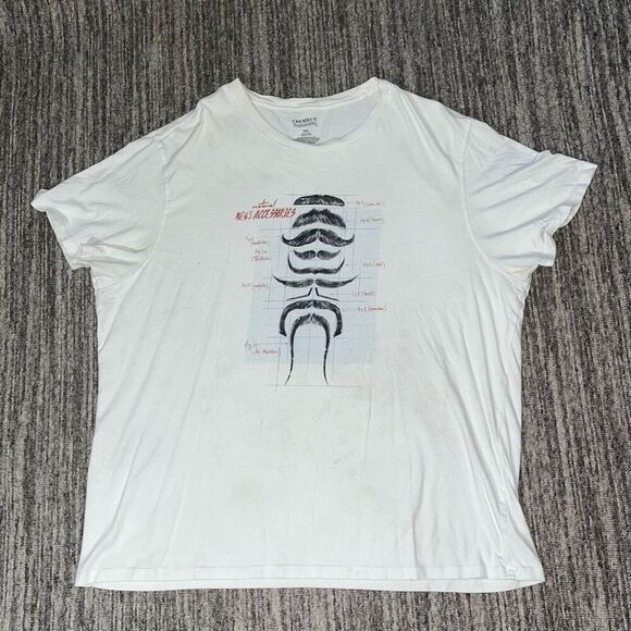Cremieux Mens Size XXL Mustache Chart T Shirt White Black‎ Short Sleeve Cotton - Picture 1 of 4